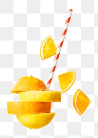 Orange & lemons png sticker, transparent background