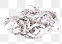 Png tangled measuring tape sticker, transparent background