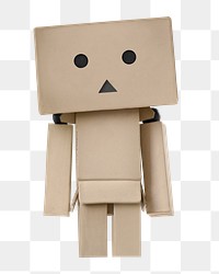 Cardboard box robot png sticker, transparent background