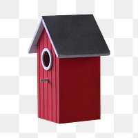 Red bird house png sticker, transparent background