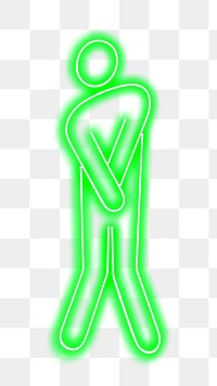 Png neon toilet sign sticker, transparent background