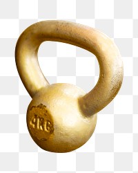 Gold kettlebell png sticker, transparent background