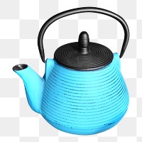 Blue teapot png sticker, transparent background