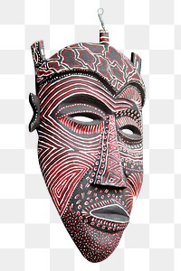 Wooden mask png sticker, transparent background