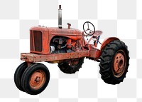 Red tractor png sticker, transparent background 