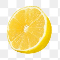 Png half lemon fruit sticker, transparent background