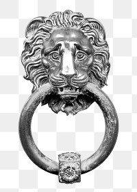 Png Lion door knocker sticker, transparent background