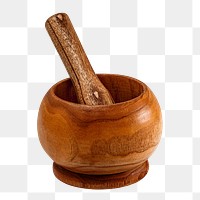 Wood mortar png sticker, transparent background 