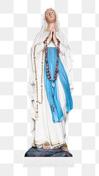 Png our lady of Lourdes statue sticker, transparent background