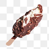 Png chocolate ice cream bar sticker, transparent background