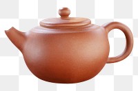 Clay teapot png sticker, transparent background