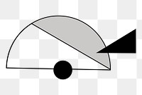 Black semicircle png geometric shape sticker, transparent background