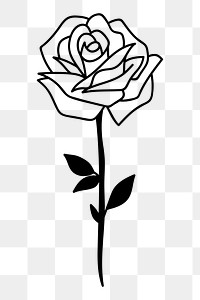 Rose tattoo png Valentine's line art sticker, transparent background