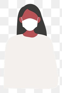 Woman wearing mask png sticker, Covid-19 illustration, transparent background