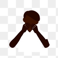 Scared man png dark brown skin character sticker, transparent background