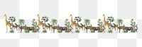 Wild animals divider png sticker, vintage pattern border, transparent background