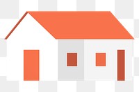 Cute house png sticker, orange & white design, transparent background