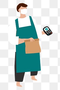 Credit card payment png sticker, cute cashier design, transparent background