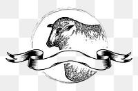 Sheep badge png drawing sticker, transparent background