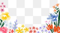 Colorful flower png border sticker, transparent background