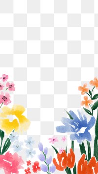 Floral border png watercolor sticker, transparent background