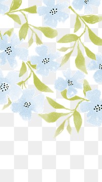 Blue flower png watercolor border sticker, transparent background