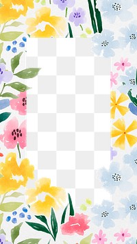 Botanical frame png watercolor flower sticker, transparent background