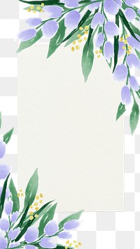 Off-white frame png blue flower border sticker, transparent background
