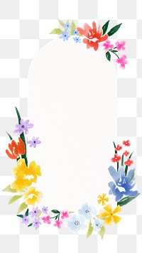 Oval frame png floral sticker, transparent background