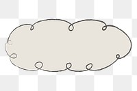 Doodle cloud png cute badge sticker, transparent background