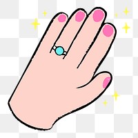 Engagement ring png hand doodle sticker, transparent background