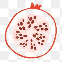 Pomegranate doodle png fruit sticker, transparent background