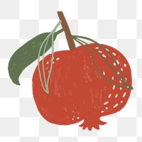 Red pomegranate png doodle sticker, transparent background