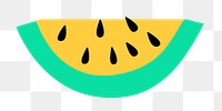 Yellow watermelon png fruit doodle sticker, transparent background