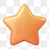 Gold star png sticker, 3D graphic, transparent background