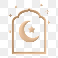 Star and crescent png symbol, 3D Ramadan, transparent background