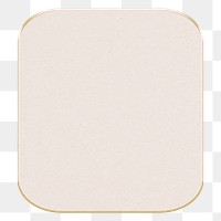 Png beige square badge sticker, gold outline, transparent background