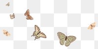 Butterflies border png sticker illustration, transparent background