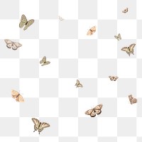 Aesthetic butterfly png pattern, transparent background