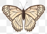 Beige butterfly png illustration sticker, transparent background
