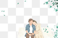 Couple png dating border sticker, transparent background