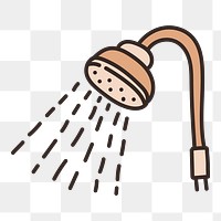 Cute shower doodle png sticker, transparent background