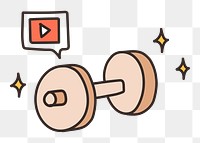 Dumbbell doodle png sticker, transparent background