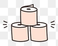 Toilet paper doodle png sticker, transparent background