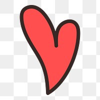 Heart doodle png sticker, transparent background