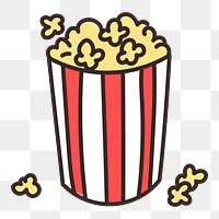 Popcorn  doodle png sticker, transparent background