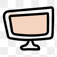 Computer  doodle png sticker, transparent background