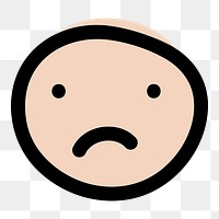 Sad emoji doodle png sticker, transparent background