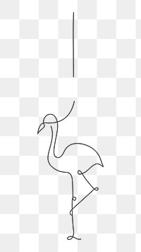 Flamingo png line art sticker, transparent background