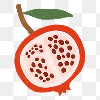 Pomegranate fruit png sticker, cute food doodle, transparent background